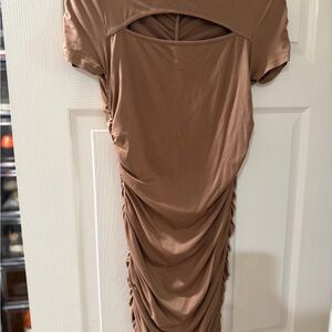 Fashion Nova Backless Tan Dress